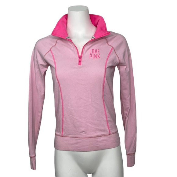 Victoria’s Secret Love Pink Pullover Top Quarter Zip Athletic Shirt XS - Picture 1 of 5